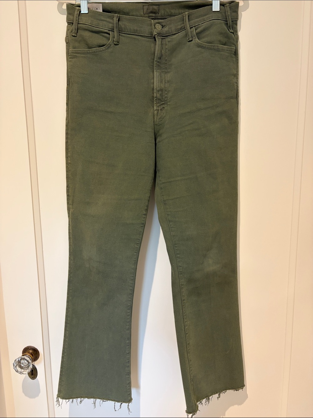 MOTHER Straight-Leg Jeans in Olive Green
